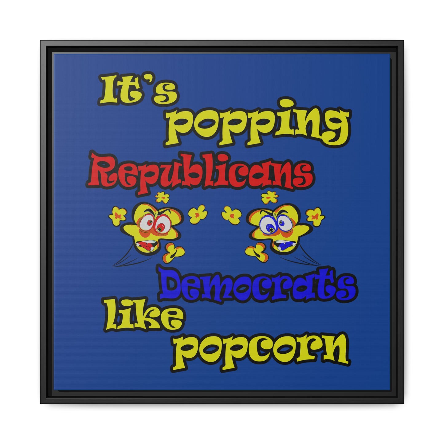 popping like popcorn - framed canvas art (dark blue)