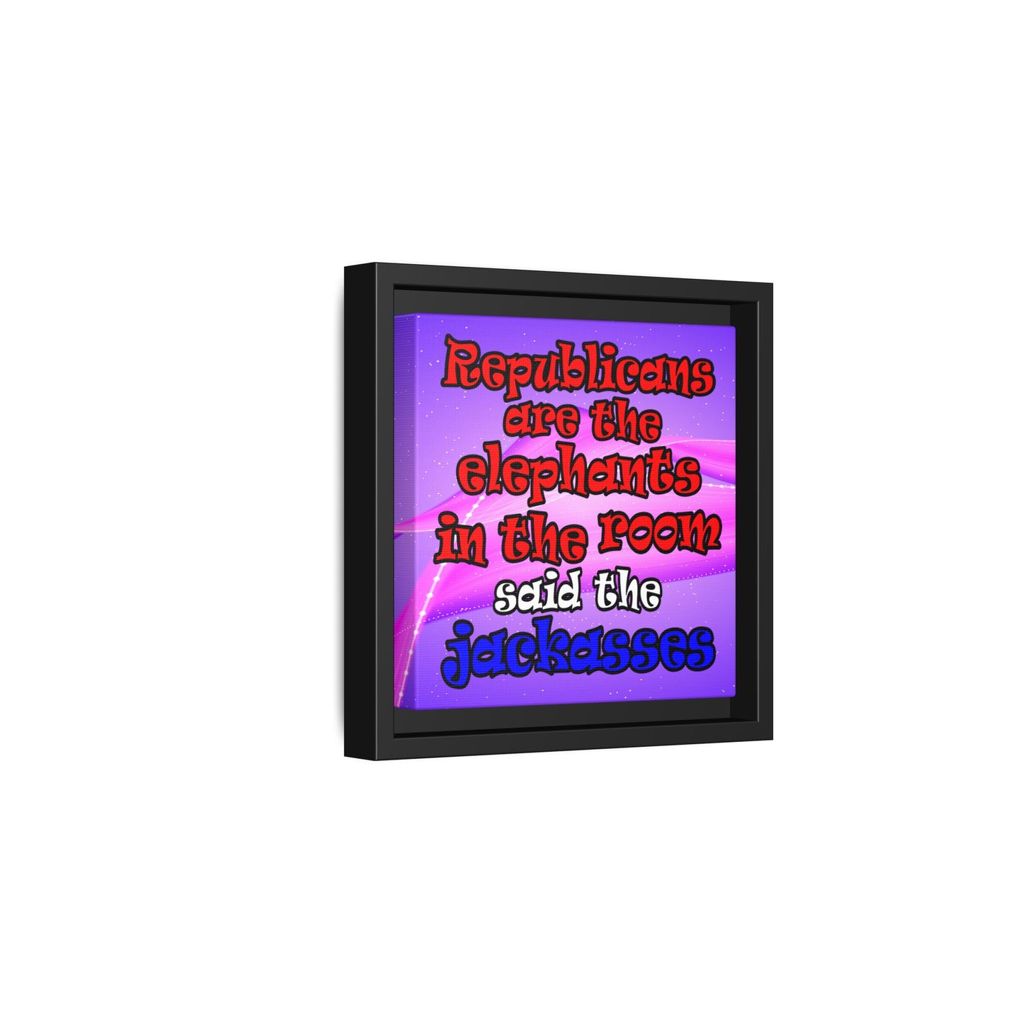 donkeys and elephants - framed canvas art (purple-pink wave)
