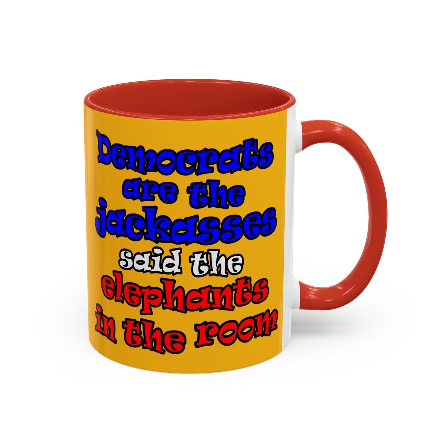 donkeys and elephants - Accent Mug (yellow)