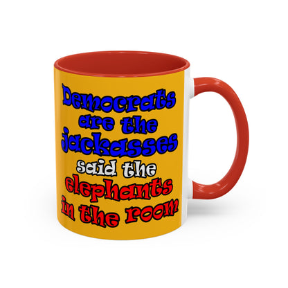 donkeys and elephants - Accent Mug (yellow)