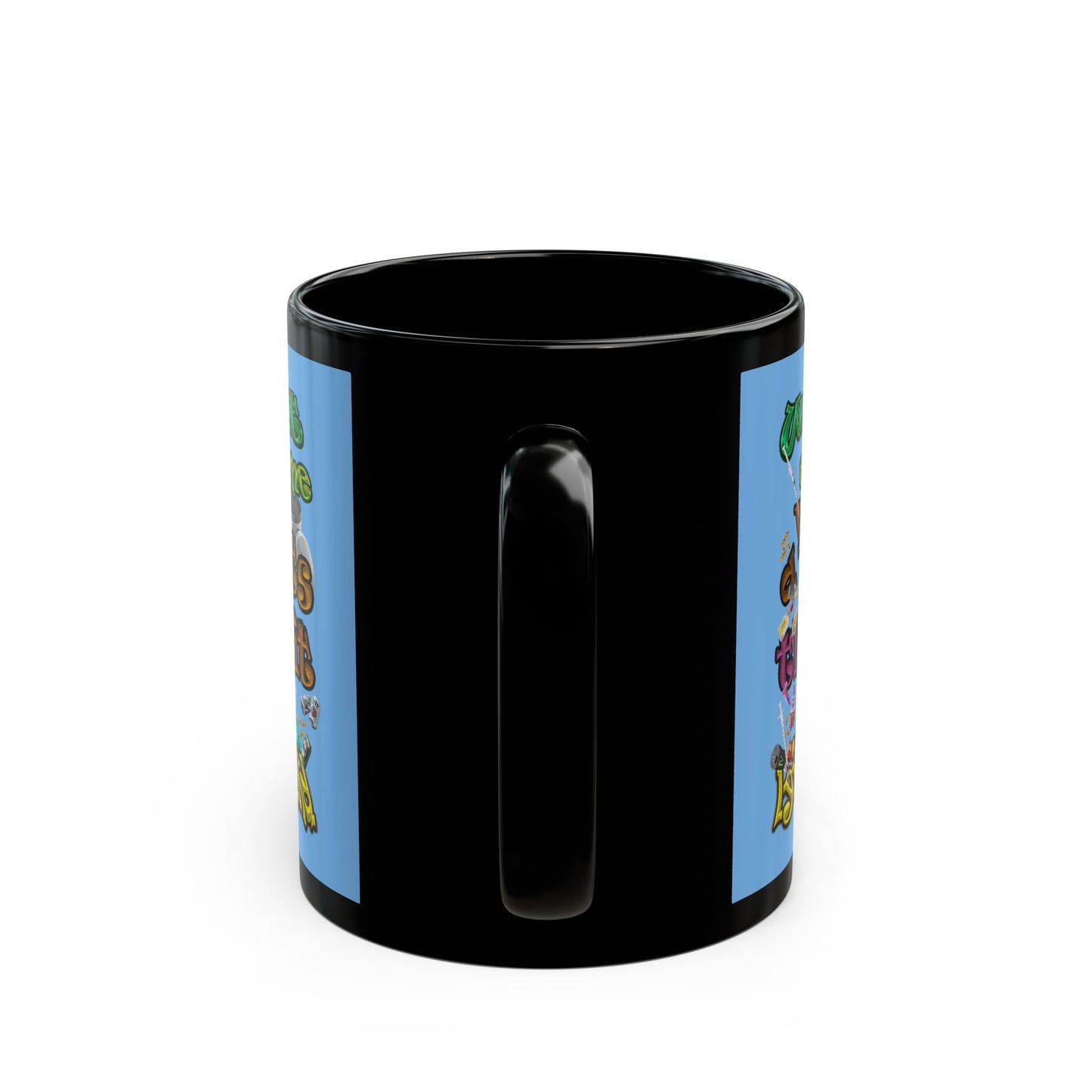 the bum's shit - Black Mug (light blue)