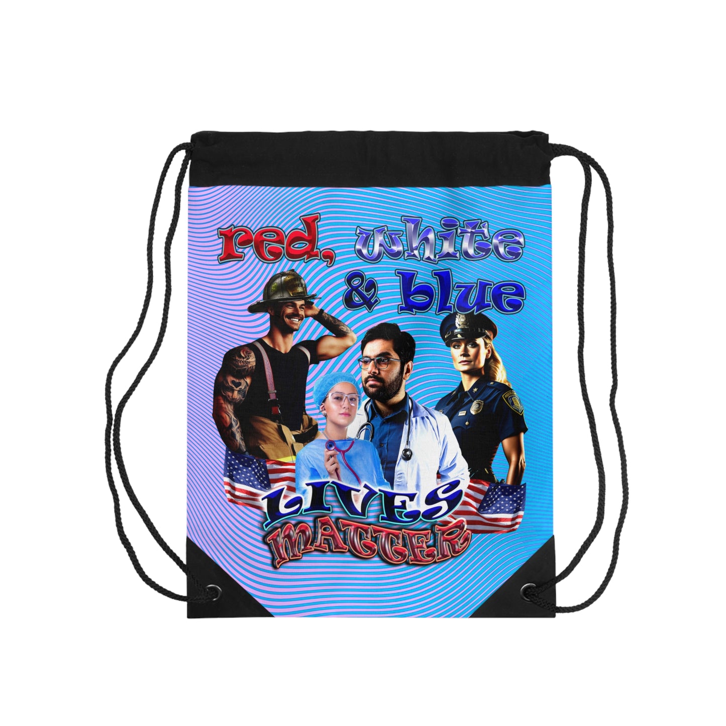 rw&b lives matter - Drawstring Bag (light blue-purple wave)