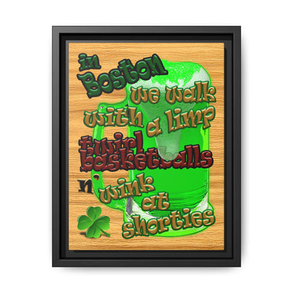 celtics logo - framed canvas art (butterscotch wood finish)