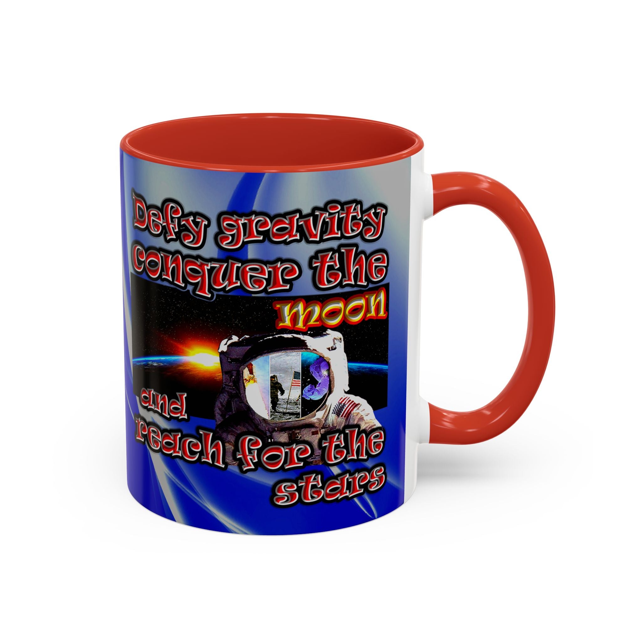 defy conquer reach - Accent Mug (blue-white wave)