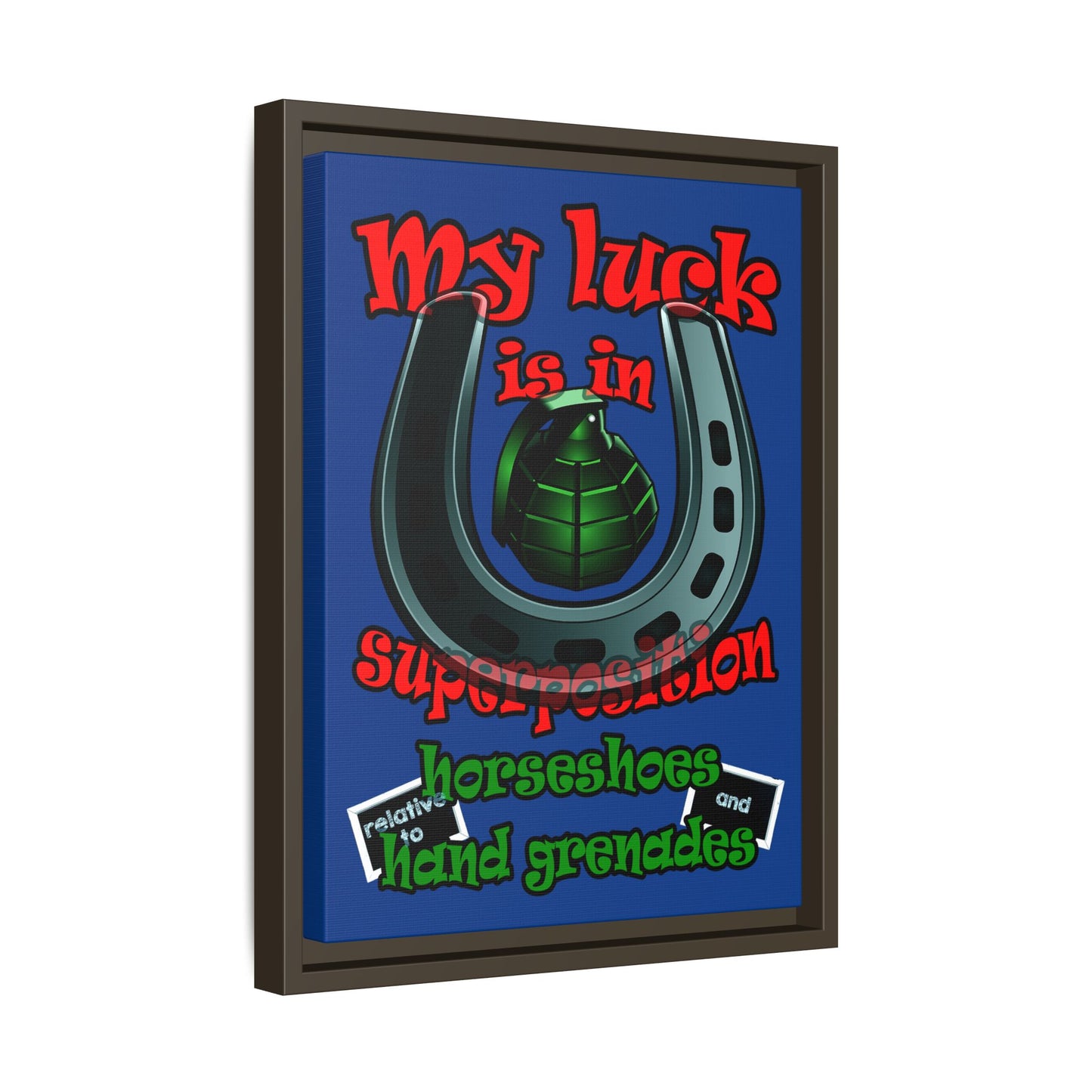 my luck - framed canvas art (dark blue)