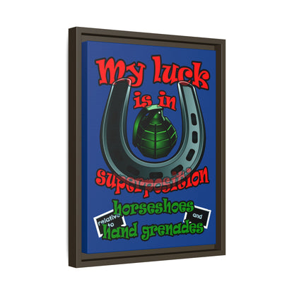 my luck - framed canvas art (dark blue)