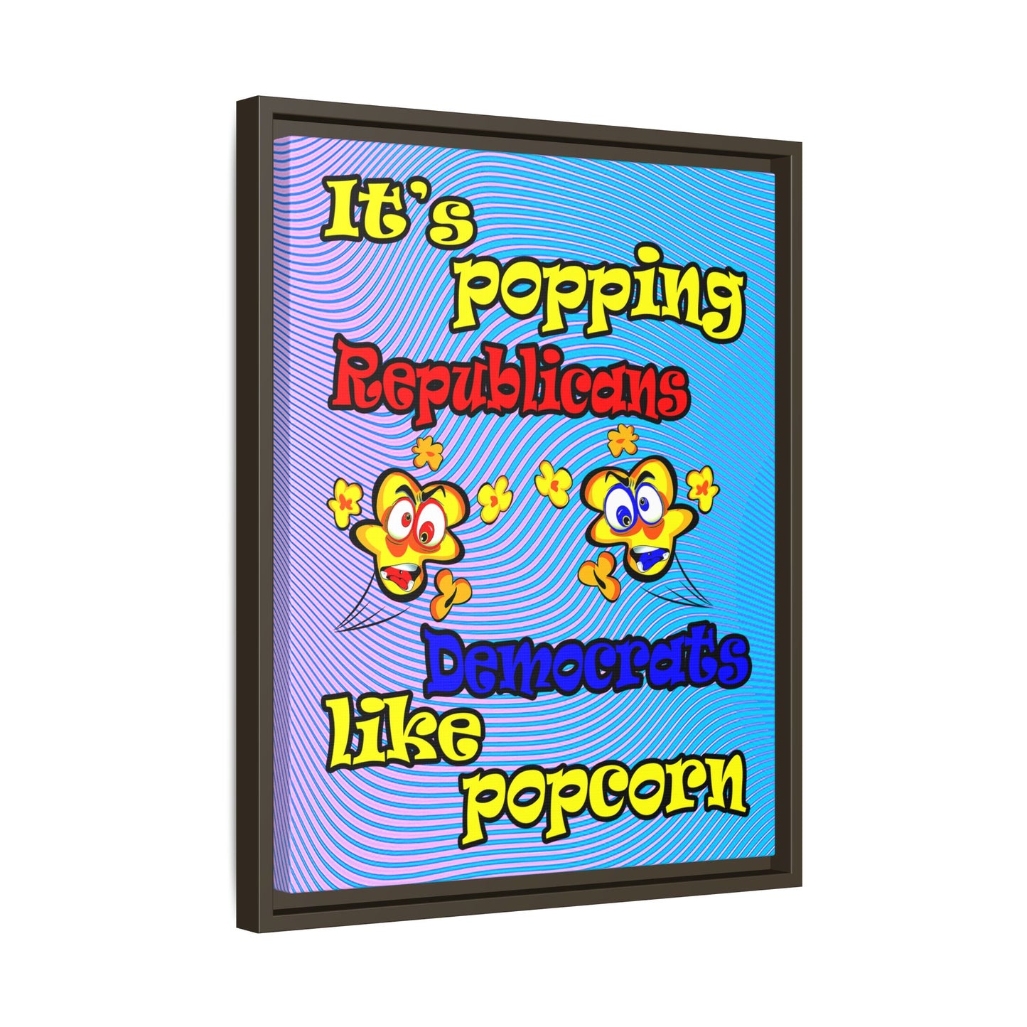 popping like popcorn - framed canvas art (light blue-purple wave)