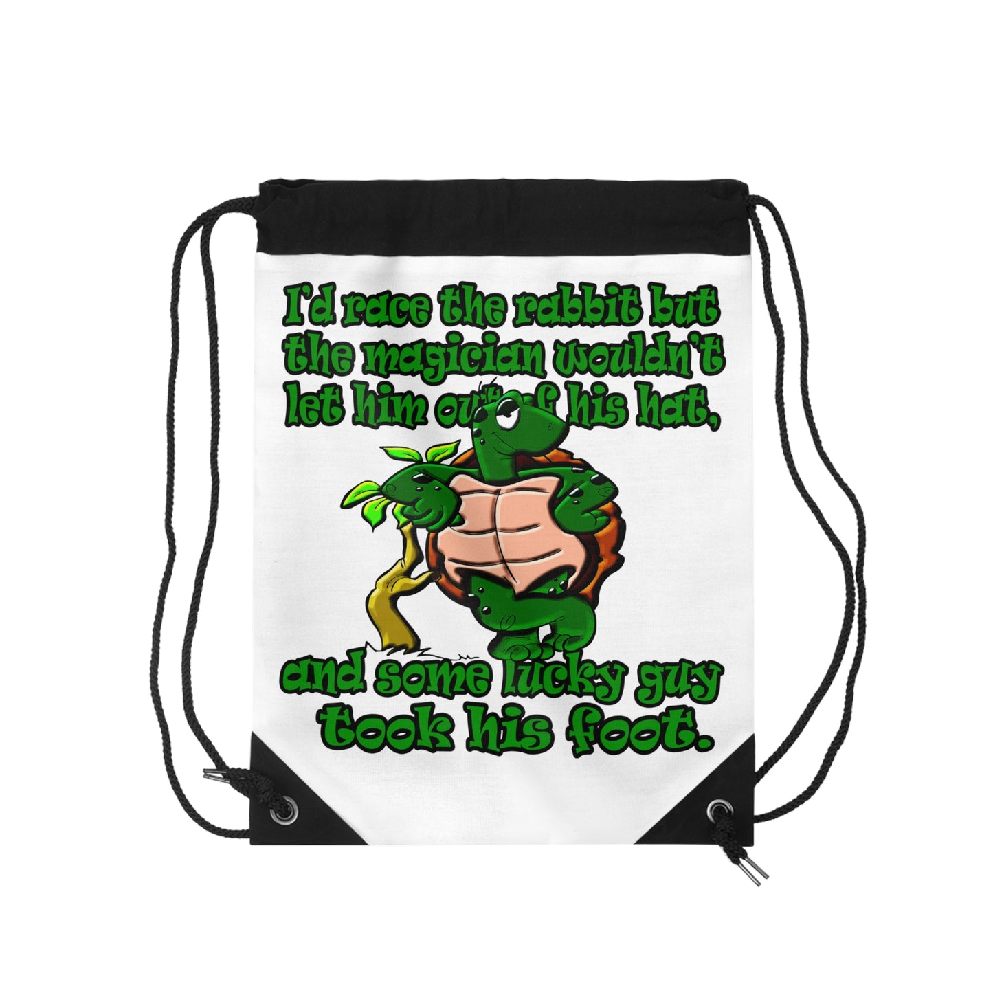 turtle race - Drawstring Bag (white)