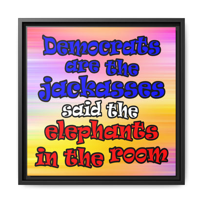 donkeys and elephants - framed canvas art (color blur)