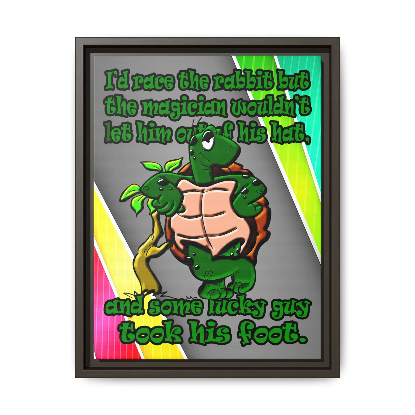 turtle race - framed canvas art (rainbow split)