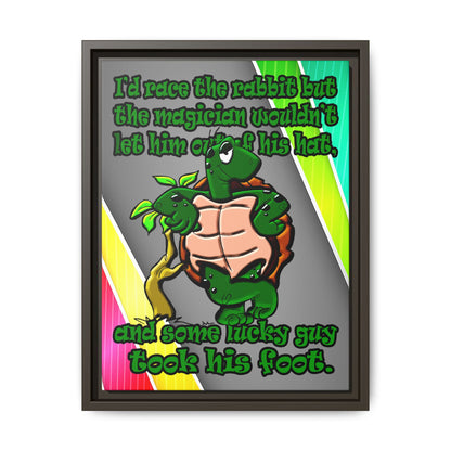 turtle race - framed canvas art (rainbow split)