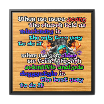 doggystyle - framed canvas art (butterscotch wood finish)