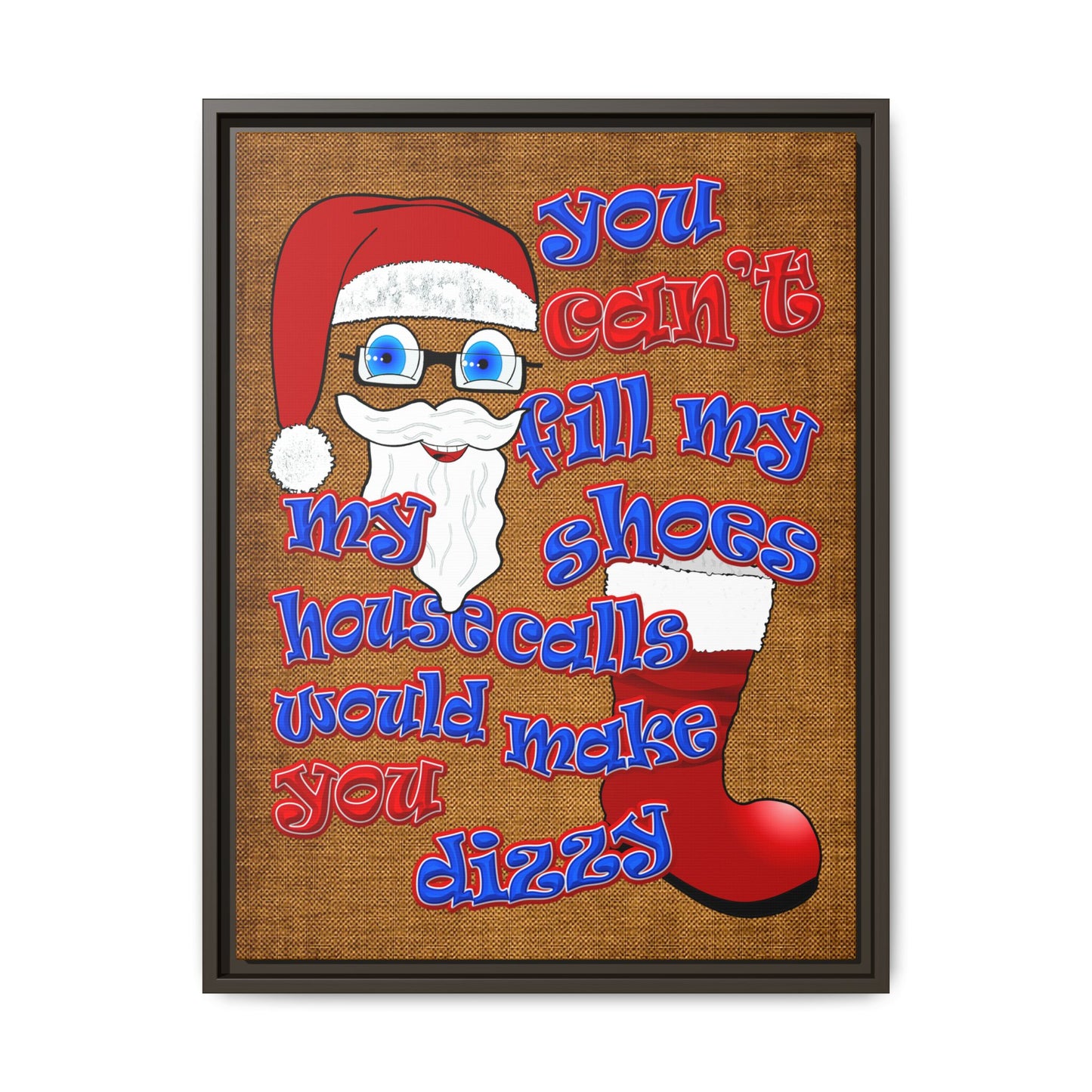santa's shoes - framed canvas art (brown papyrus)