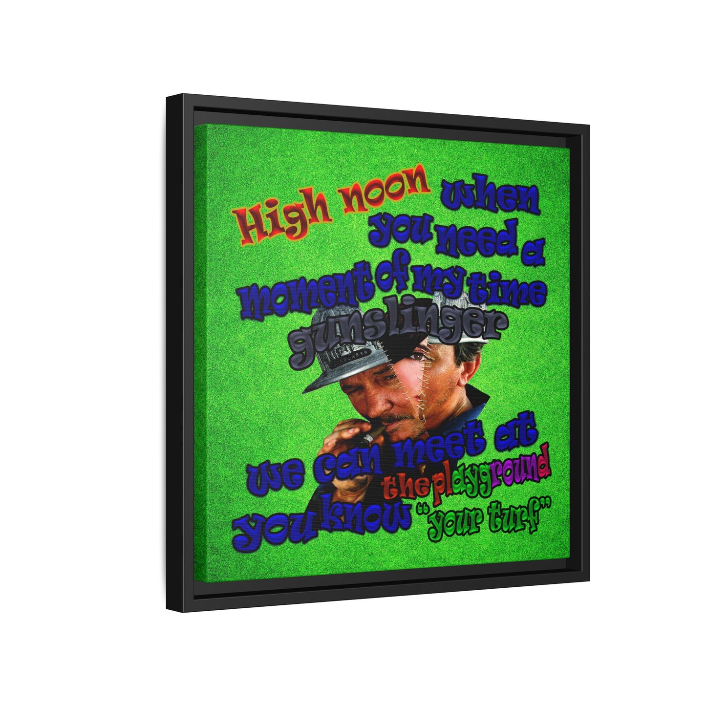 high noon - framed canvas art (green turf)