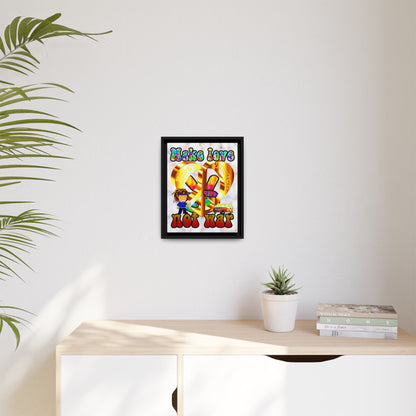 love peace - framed canvas art (white marble)