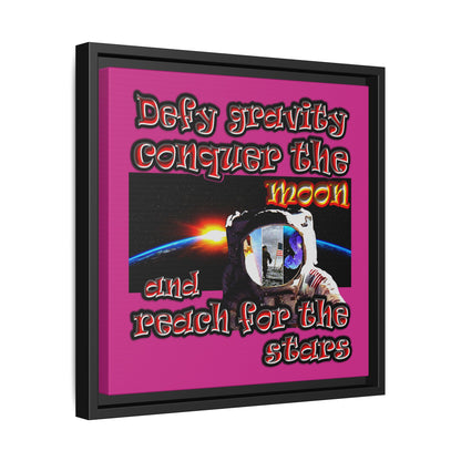 defy conquer reach - framed canvas art (pink)