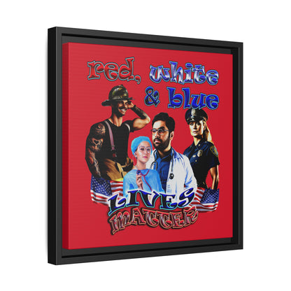 rw&b lives matter - framed canvas art (dark red)