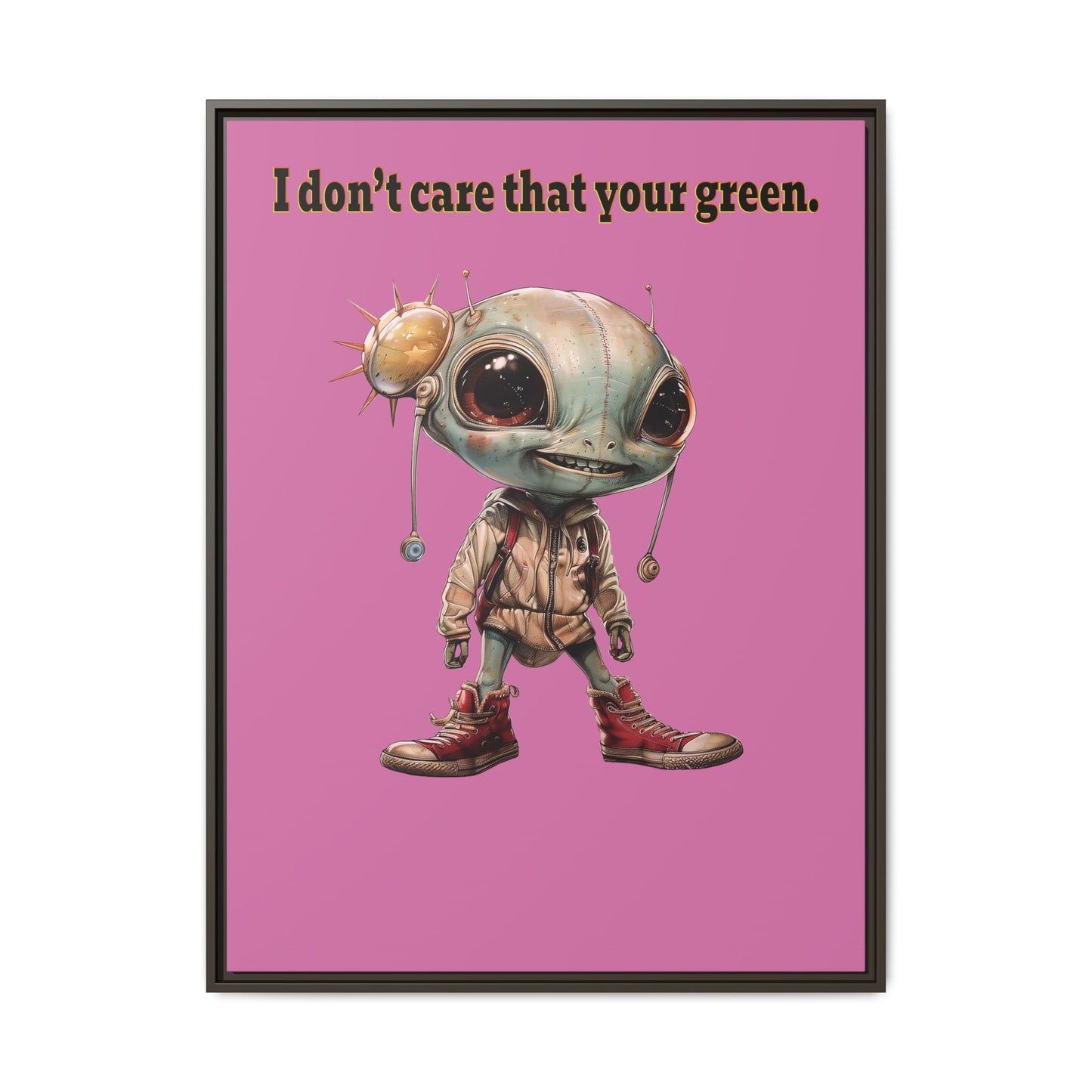 I don't care that your green - framed canvas art (light pink)
