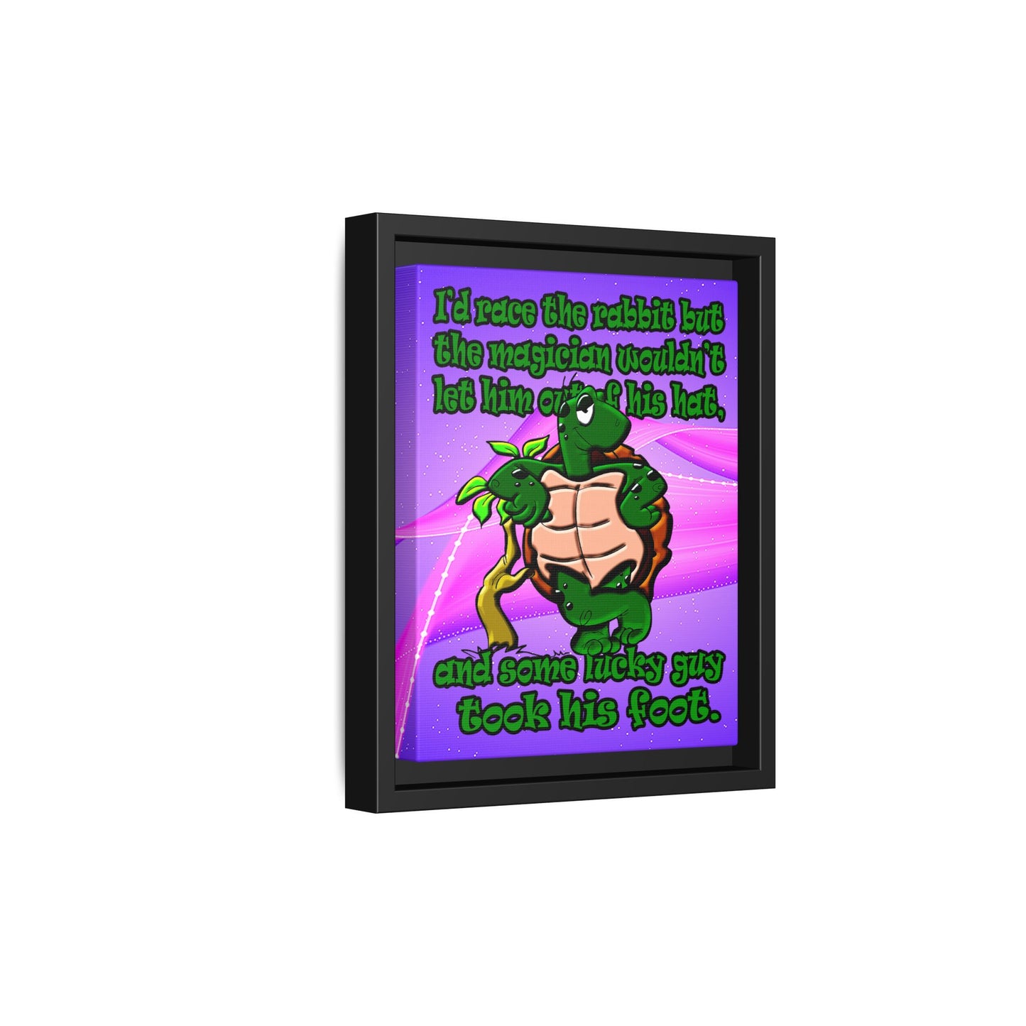 turtle race - framed canvas art (purple-pink wave)