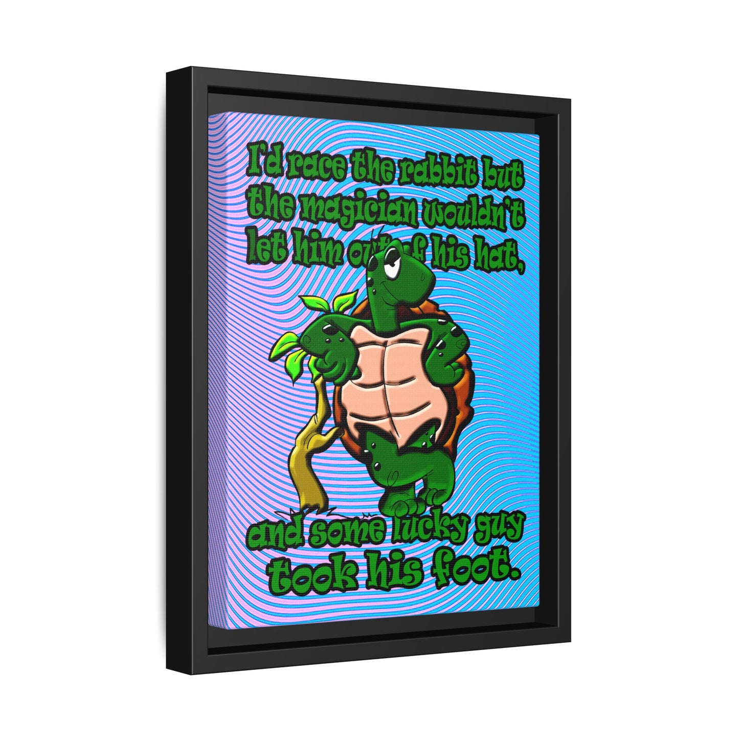 turtle race - framed canvas art (light blue-purple wave)