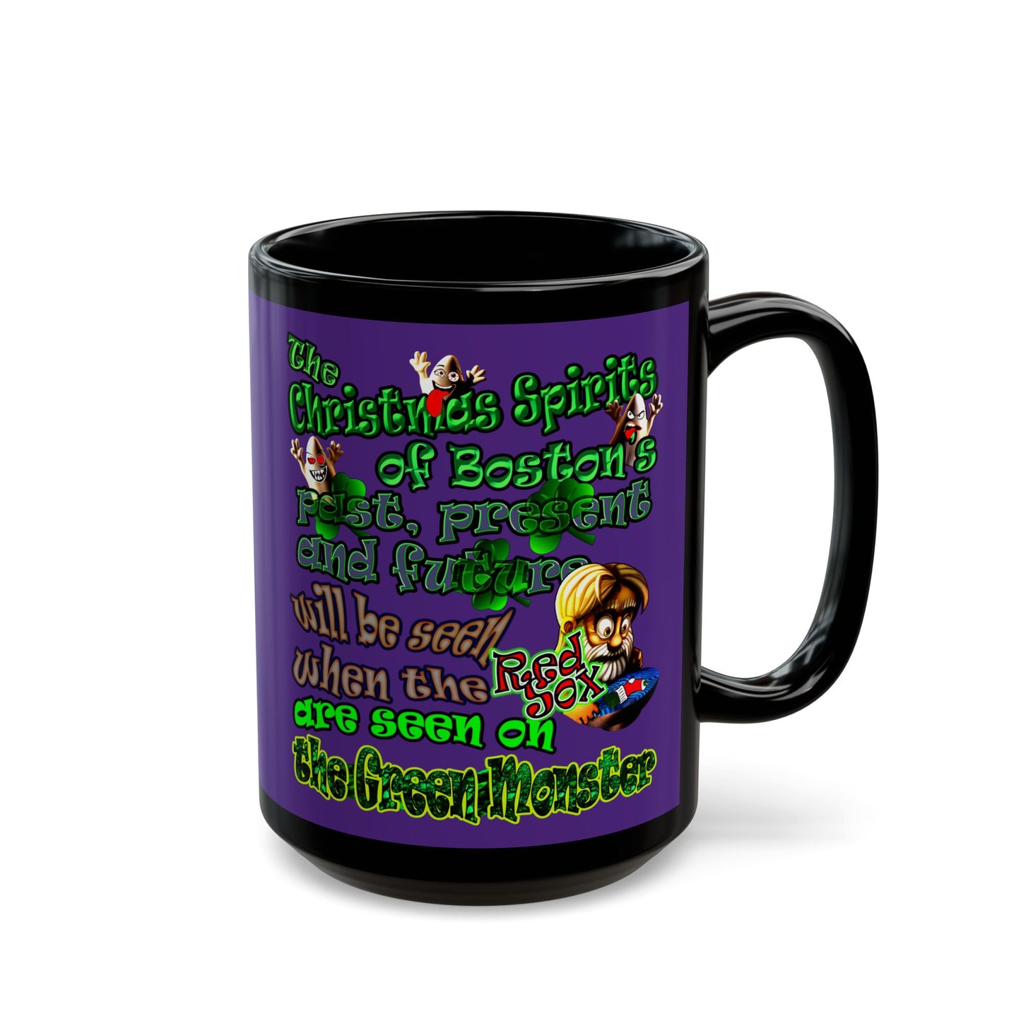 christmas spirits of boston - Black Mug (purple)