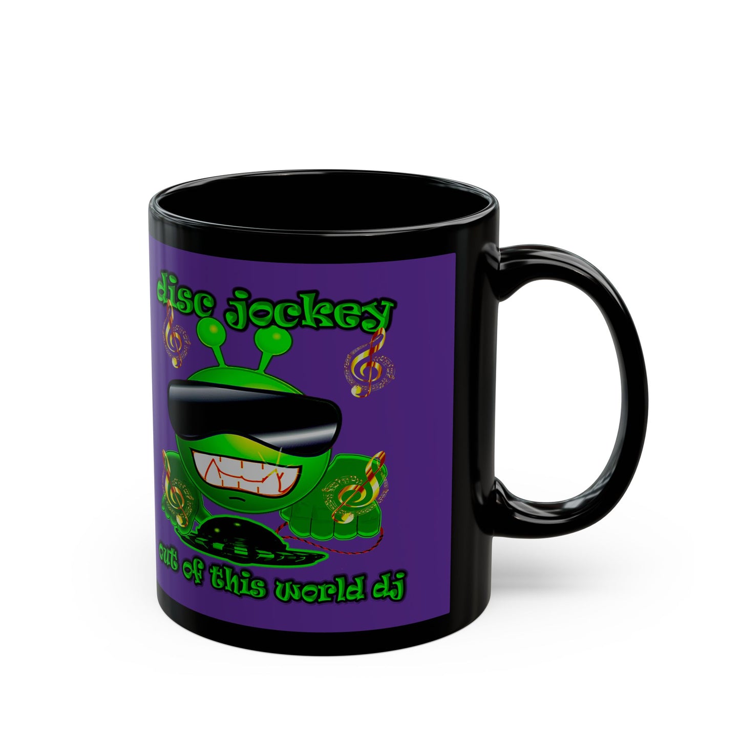 disc jockey - Black Mug (purple)