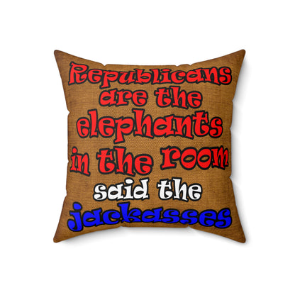 donkeys and elephants - Spun Polyester Square Pillow - (dichromatic brown papyrus)