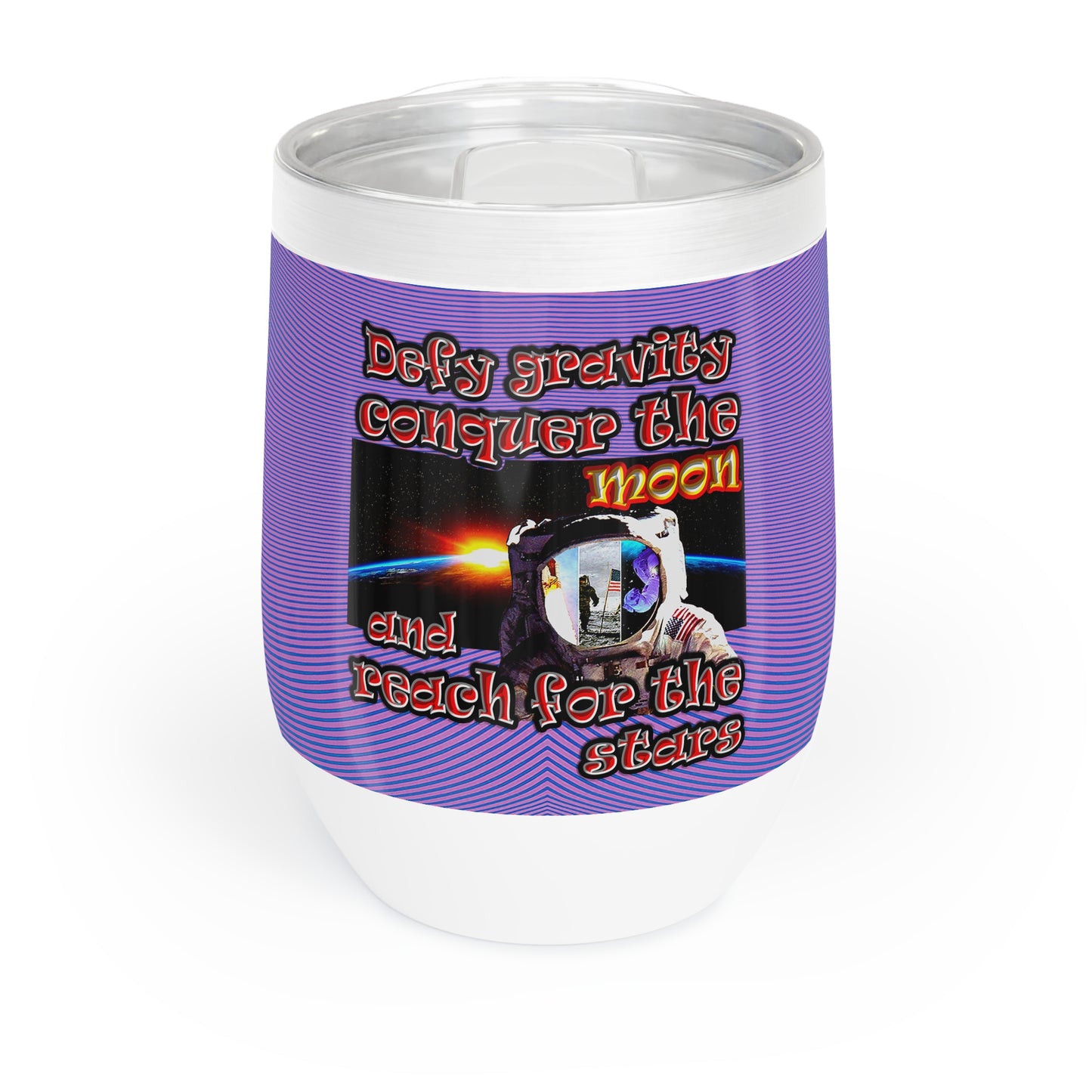 defy conquer reach - Chill Wine Tumbler (light blue-purple wave)