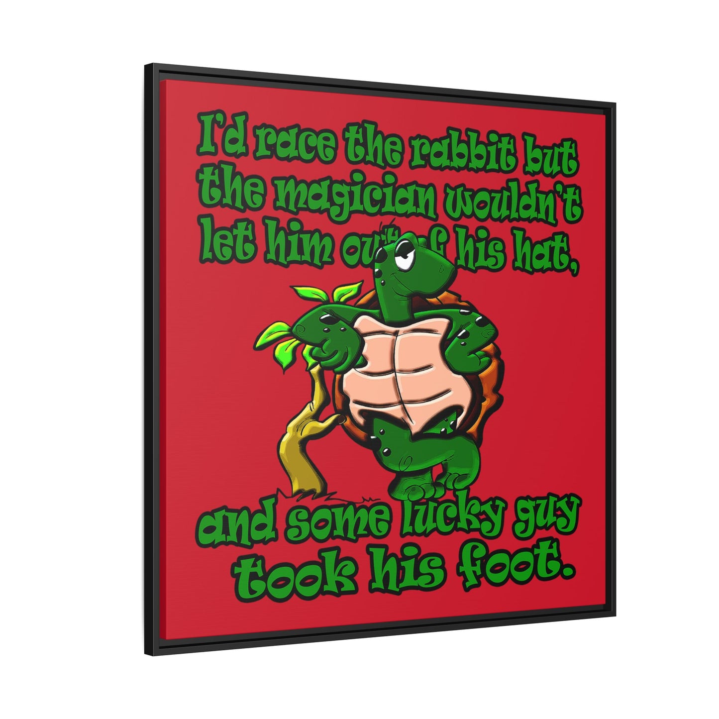 turtle race - framed canvas art (dark red)