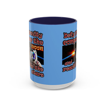 defy conquer reach - Accent Mug (light blue)