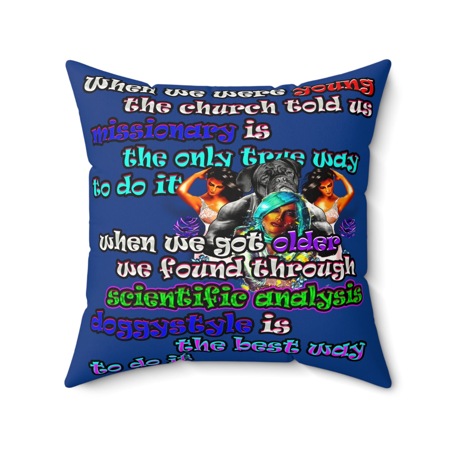 doggystyle - Faux Suede Square Pillow - (dark blue)