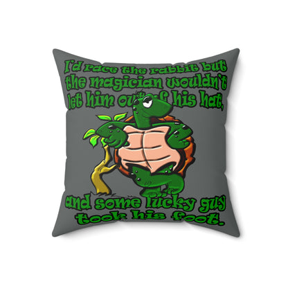 turtle race - Faux Suede Square Pillow - (dark grey)