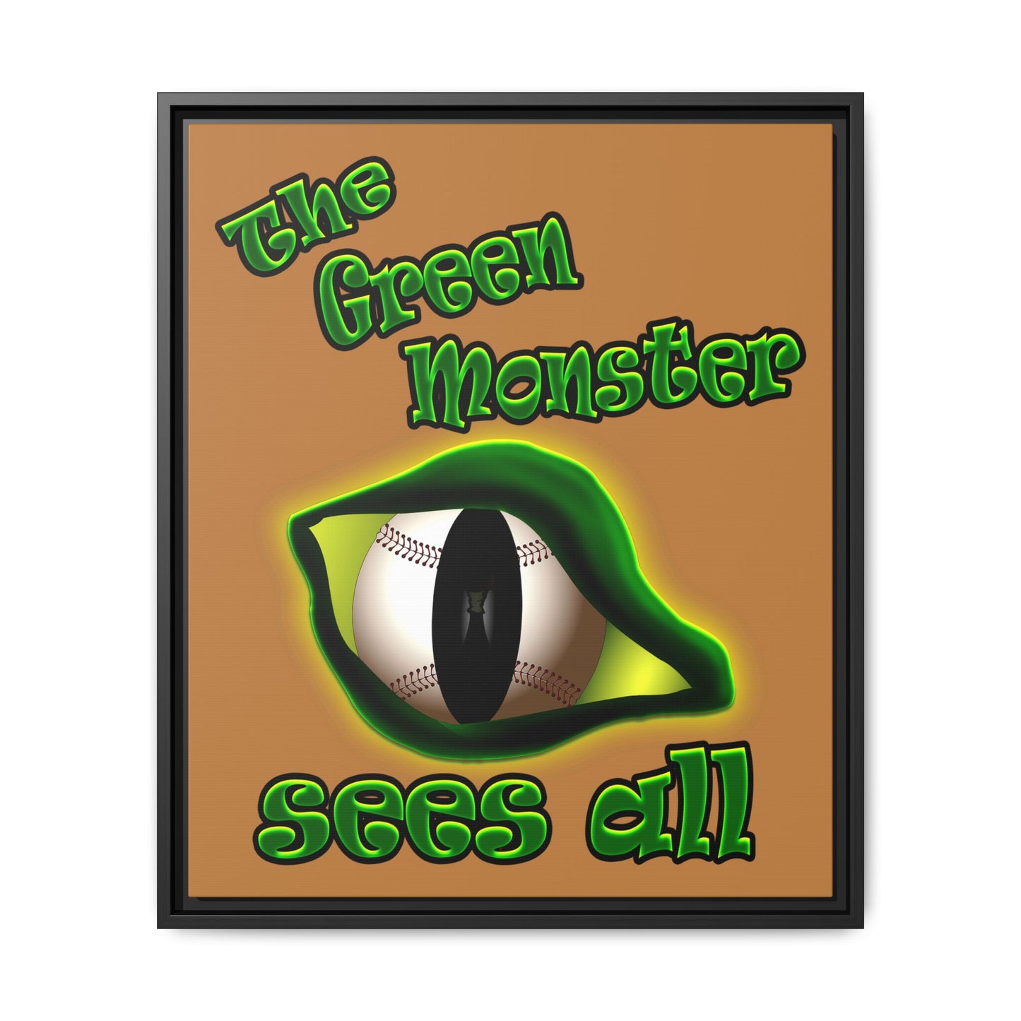 green monster - framed canvas art (light brown)