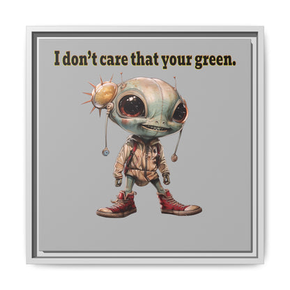 I don't care that your green - framed canvas art (light grey)