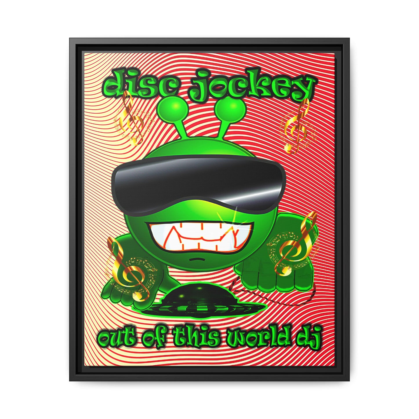 disc jockey - framed canvas art (yellow-orange wave)