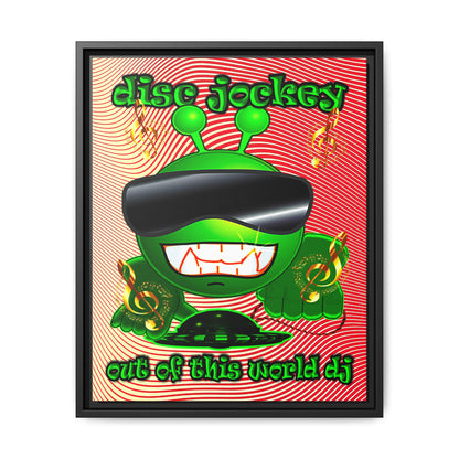 disc jockey - framed canvas art (yellow-orange wave)