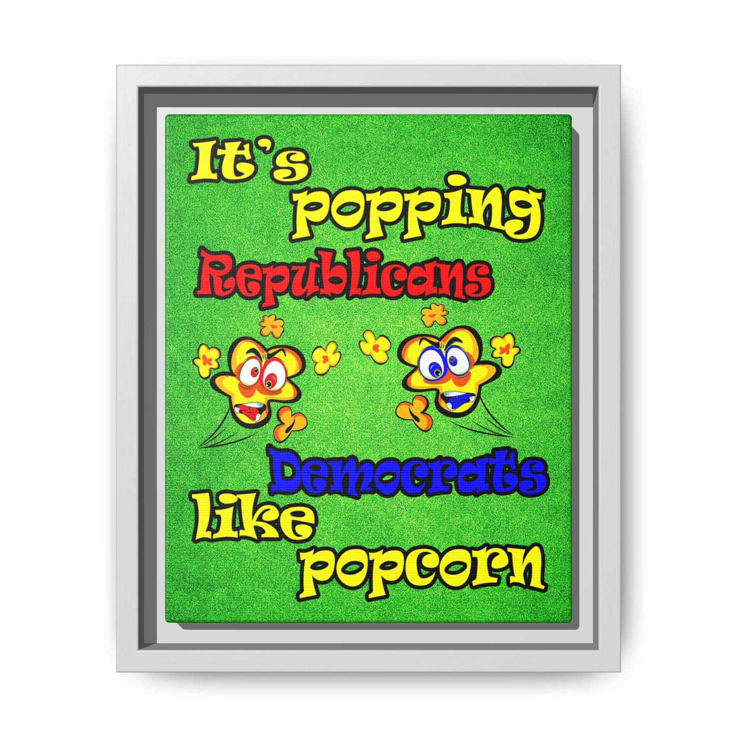 popping like popcorn - framed canvas art (green turf)