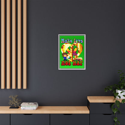 love peace - framed canvas art (logo green)