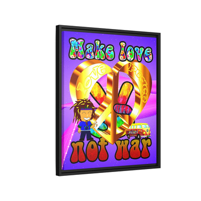 love peace - framed canvas art (purple-pink wave)