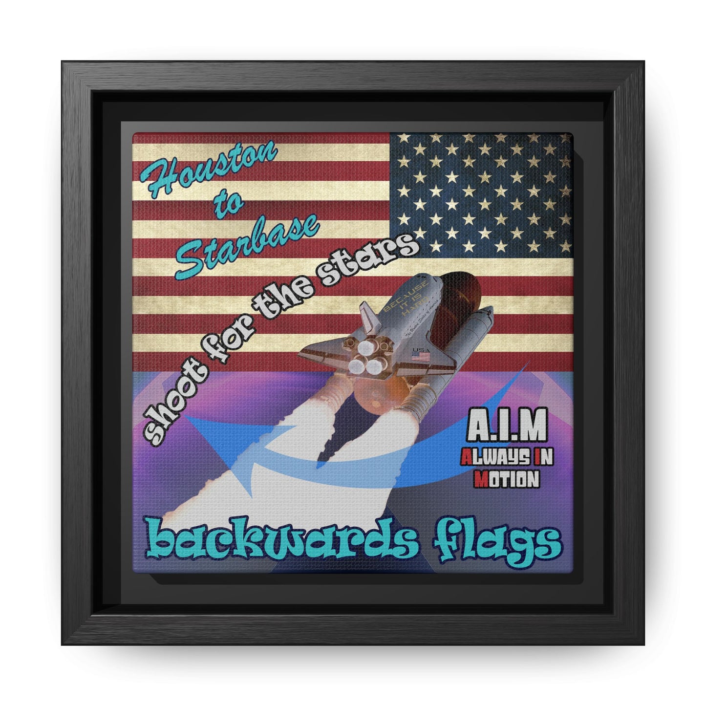 shoot for the stars - framed canvas art (grey-pink wave)