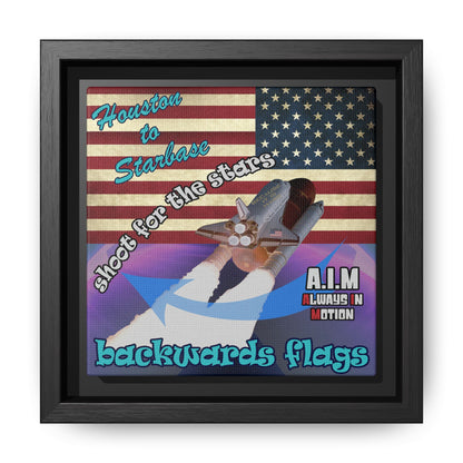 shoot for the stars - framed canvas art (grey-pink wave)