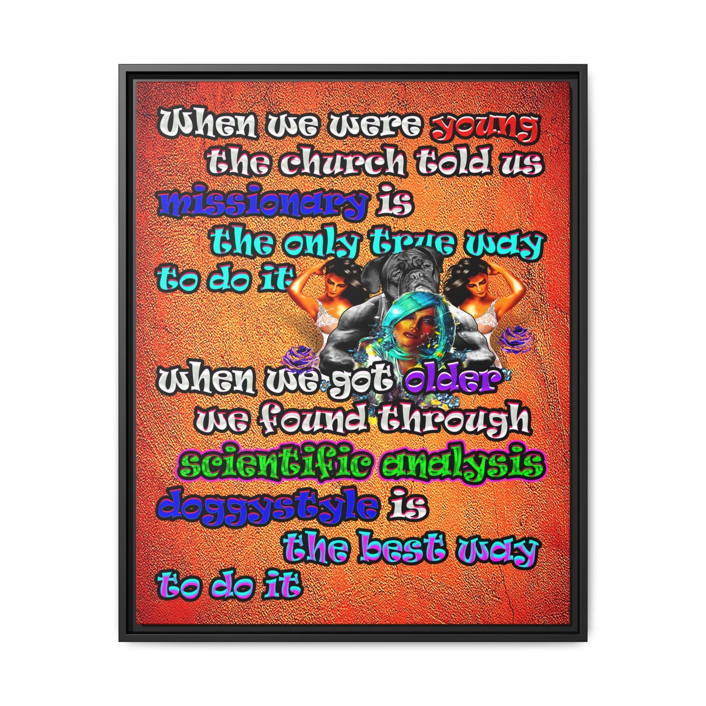 doggystyle - framed canvas art (burnt orange)