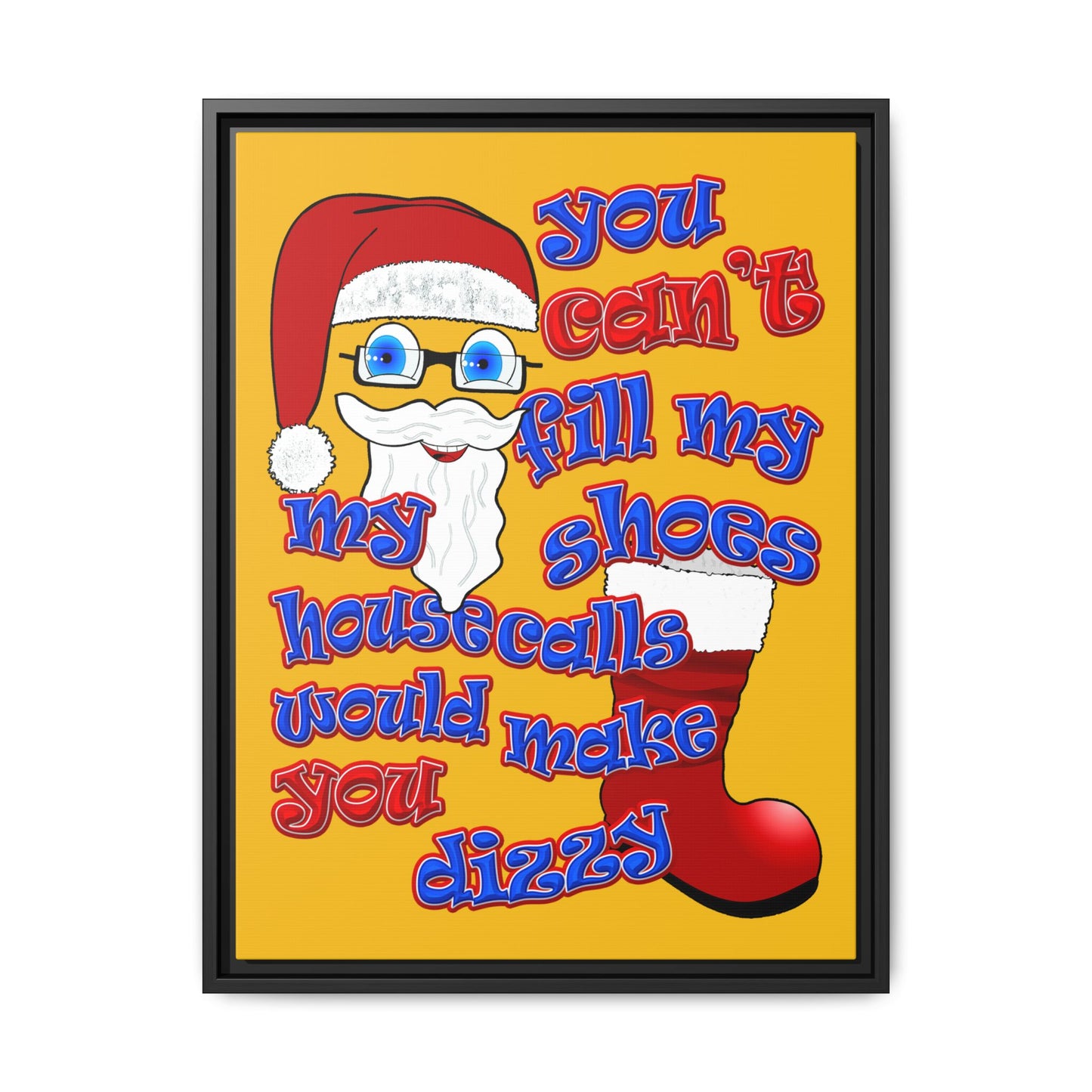 santa's shoes - framed canvas art (yellow)