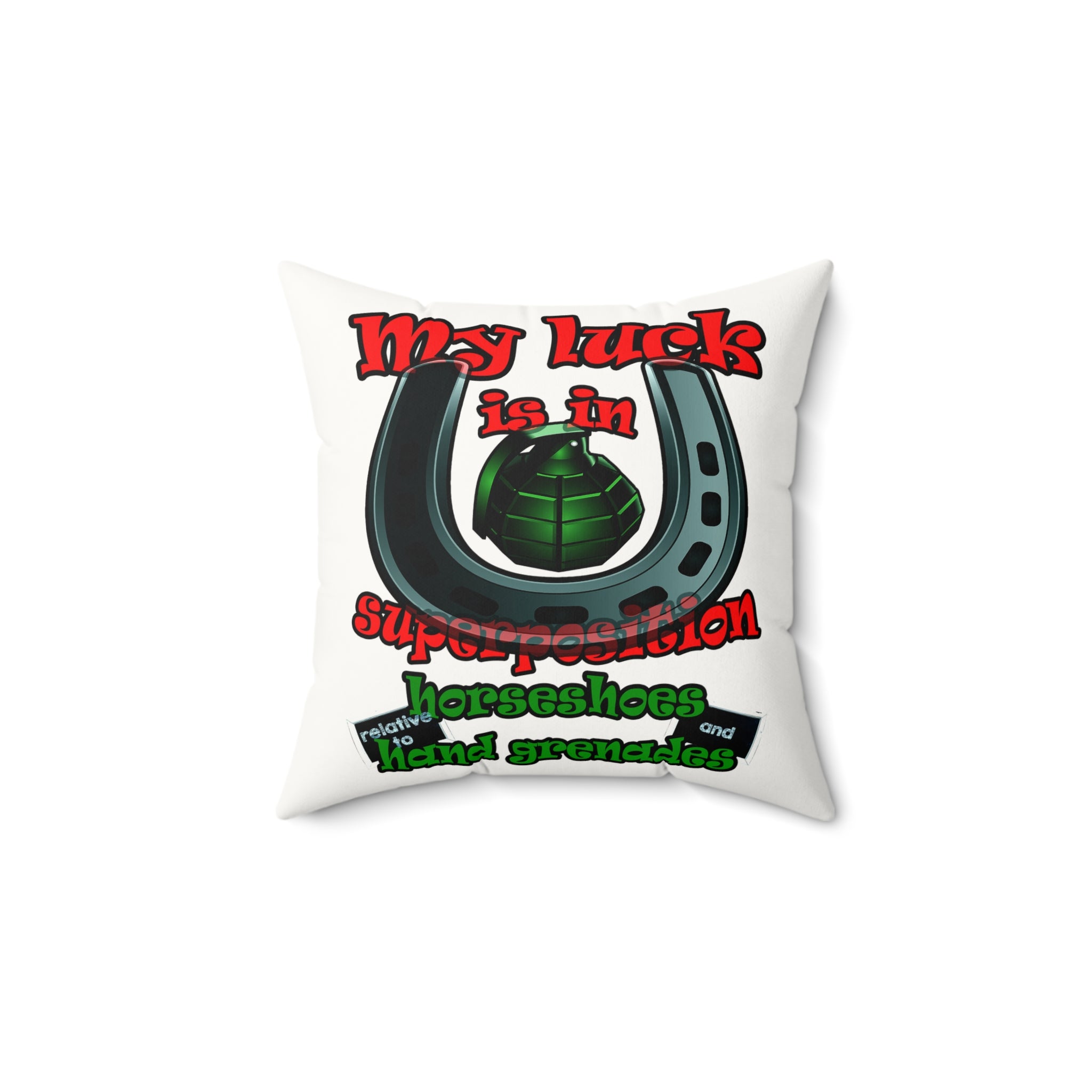 my luck - Faux Suede Square Pillow - (white)