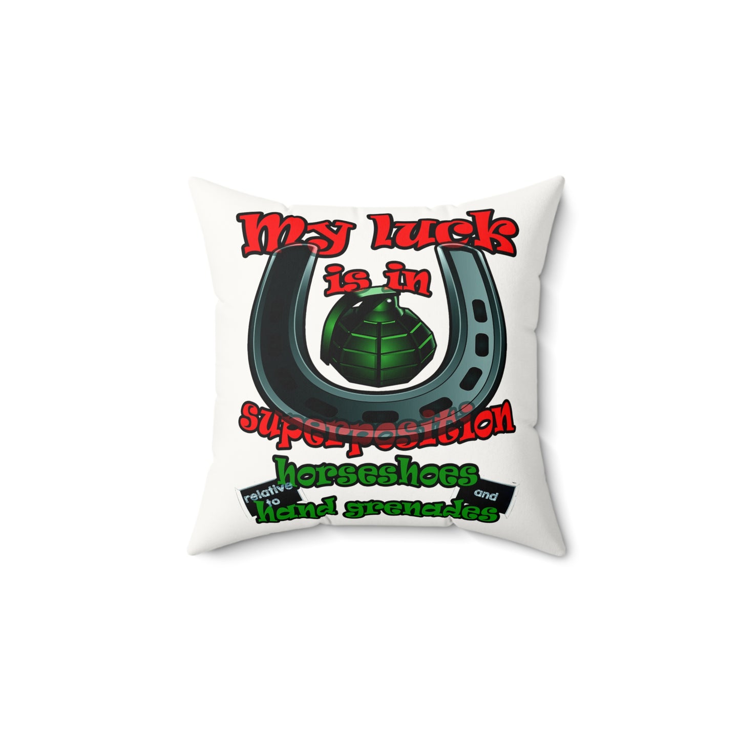 my luck - Faux Suede Square Pillow - (white)