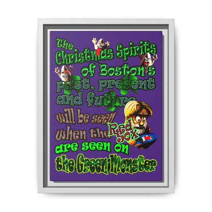 christmas spirits of boston - framed canvas art (purple)