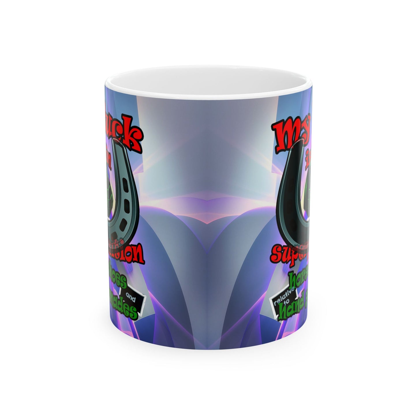 my luck - White Mug (grey-pink wave)