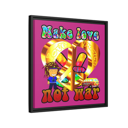 love peace - framed canvas art (pink)