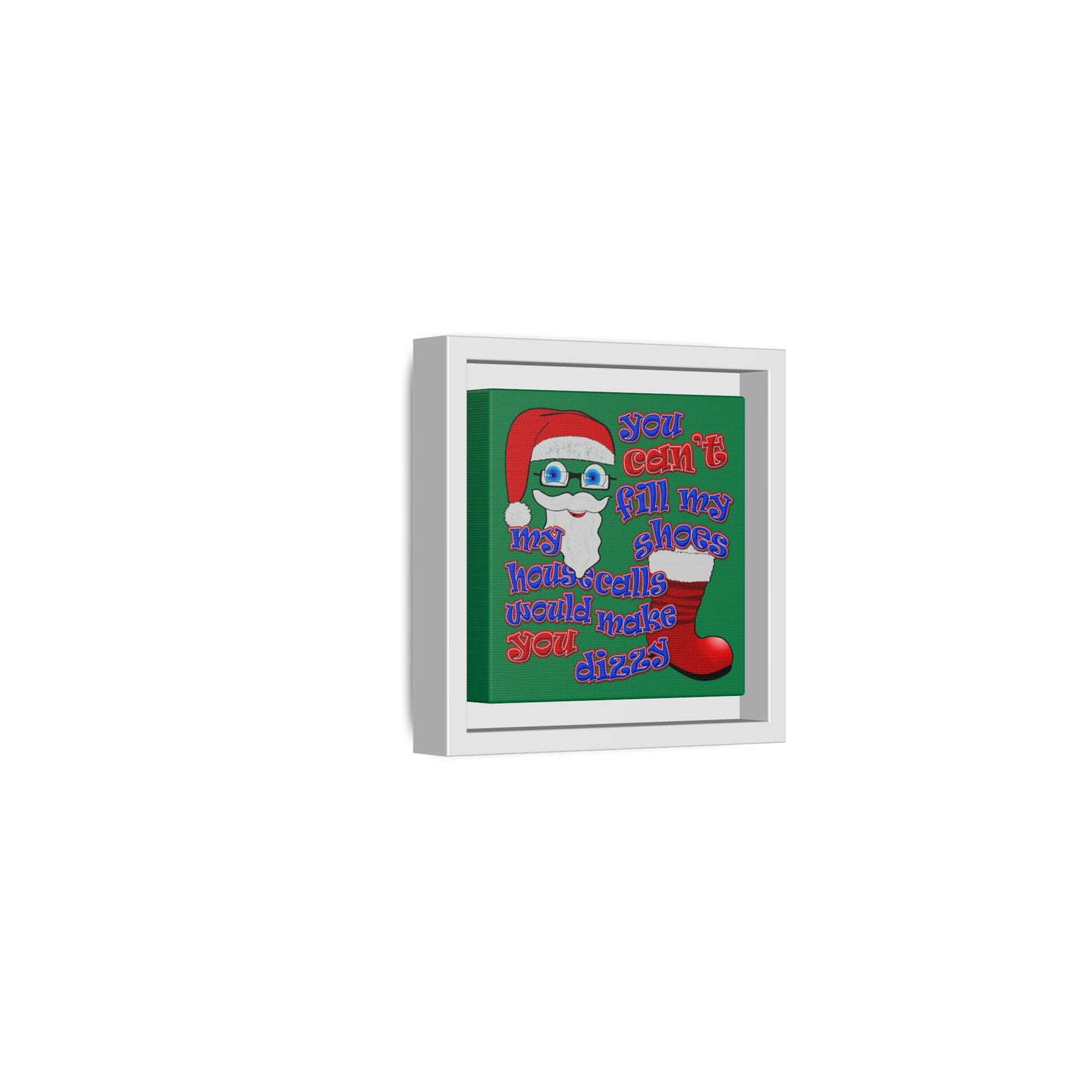 santa's shoes - framed canvas art (dark green)
