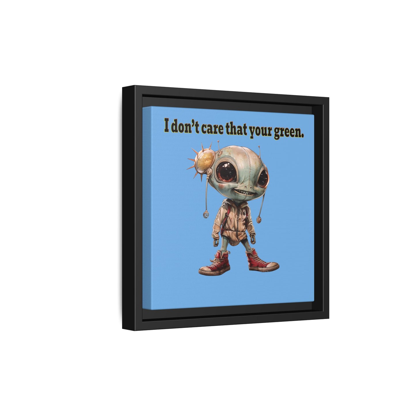 I don't care that your green - framed canvas art (light blue)